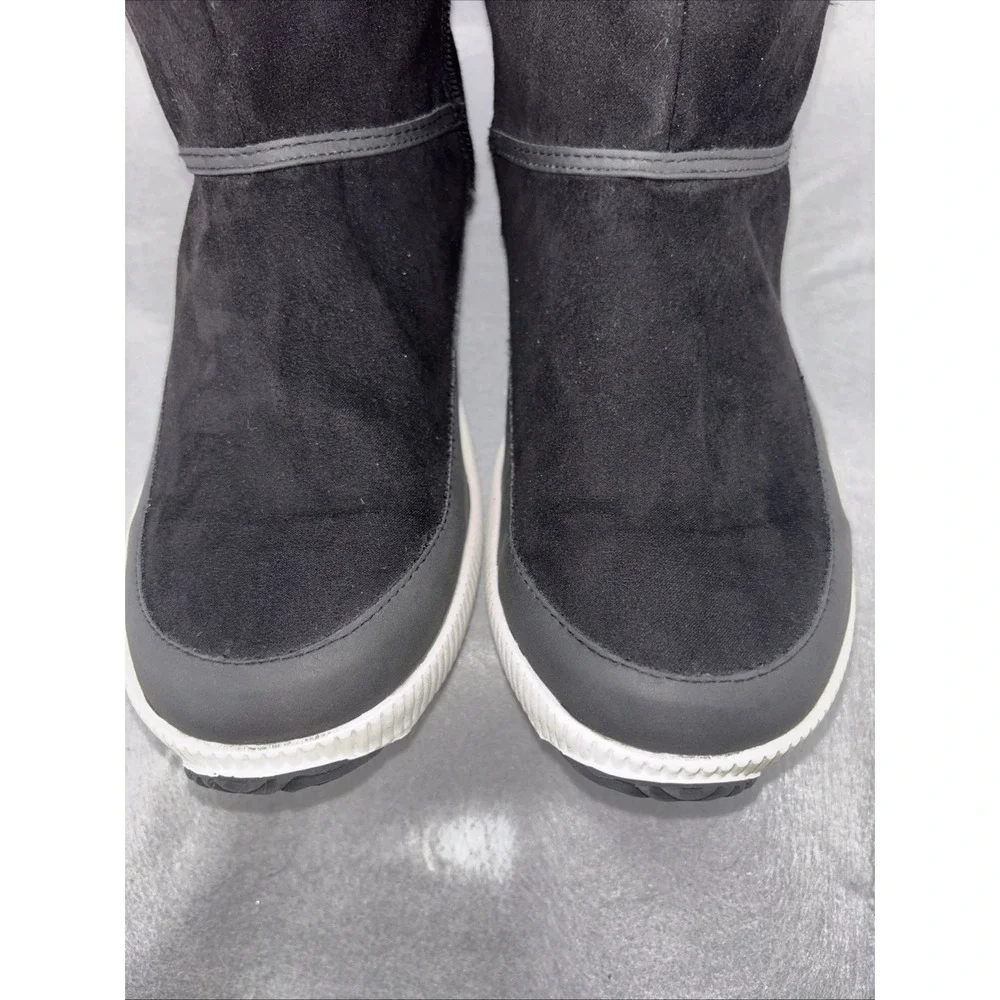 London Fog Collection CHERYL Black And Gray Fur Lined‎ Winter Boots Women's 10